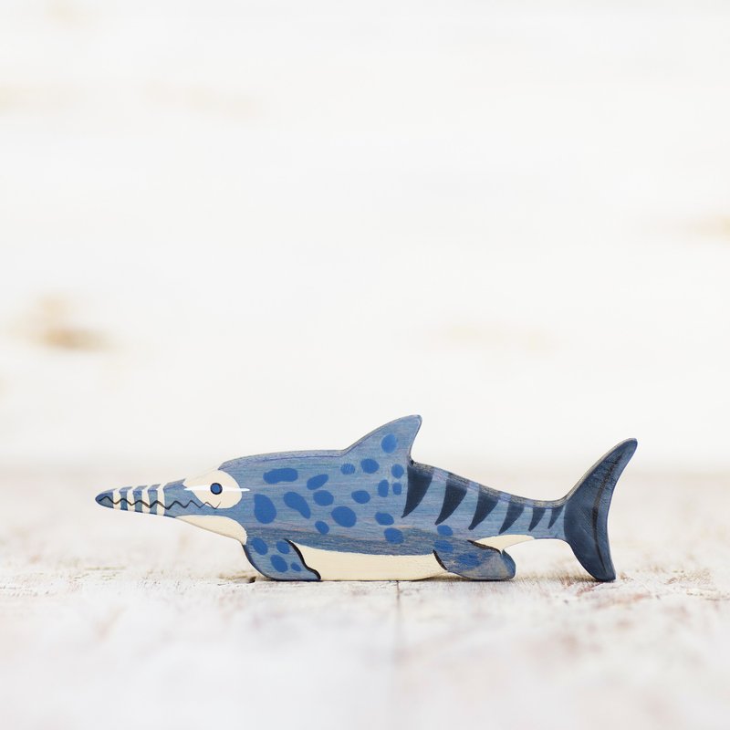 Wooden ichthyosaurus toy Dinosaur figurine Prehistoric Sea dinosaur Swimming Din - Kids' Toys - Eco-Friendly Materials Blue