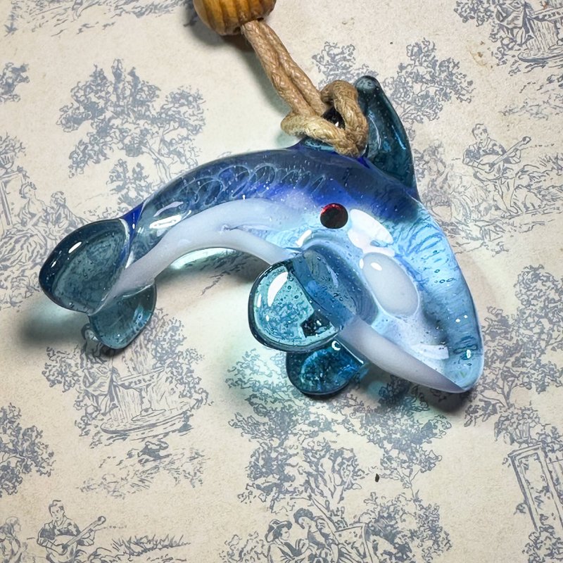 Glass killer whale space pendant 2208303 - สร้อยคอ - แก้ว สีน้ำเงิน