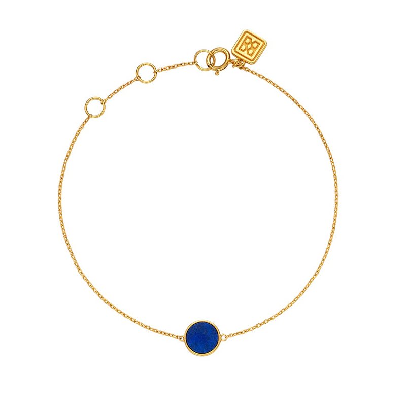 ROCA MINI ROUND LAPIS LAZULI BRACELET_GOLD - 手鍊/手環 - 純銀 藍色