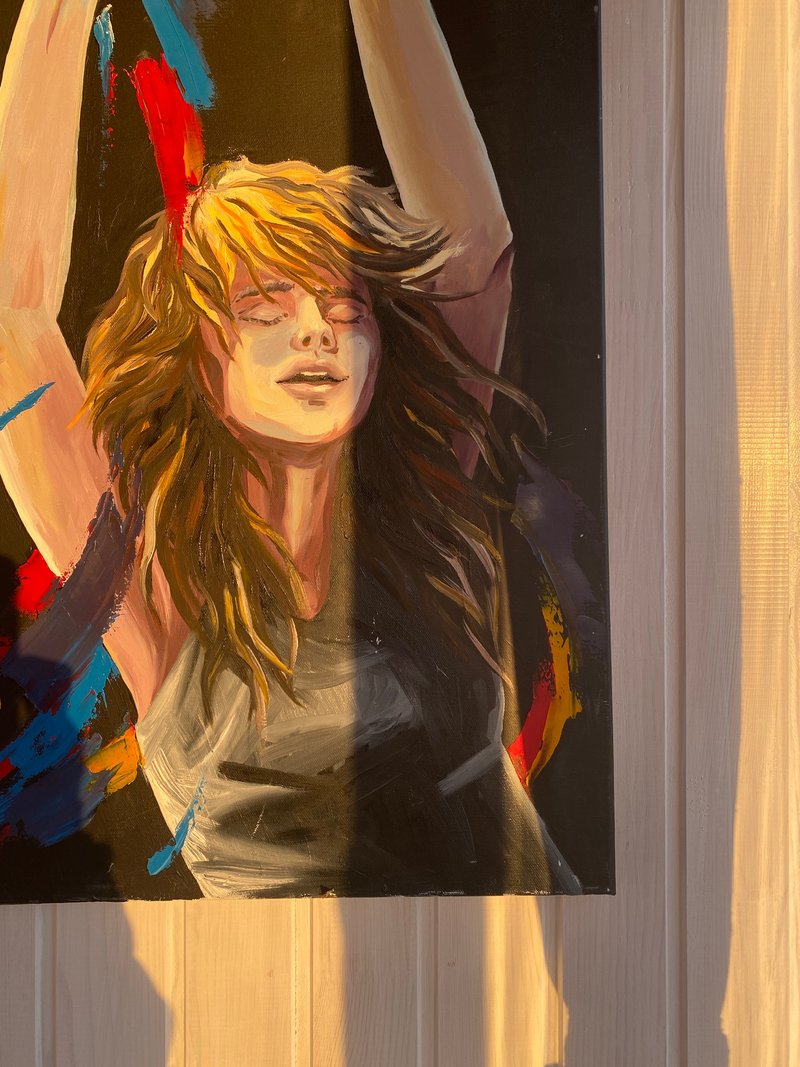 Handmade oil painting Inspiration, 60*80  cm - ตกแต่งผนัง - ผ้าฝ้าย/ผ้าลินิน สีดำ