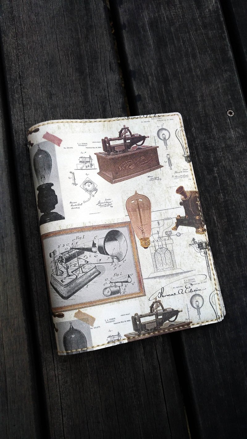 Edison's invention leather book jacket A5 - สมุดบันทึก/สมุดปฏิทิน - หนังแท้ 