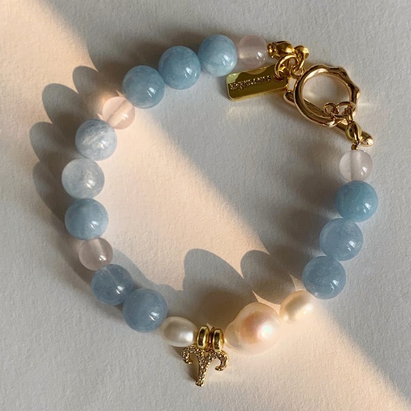 COURAGE & SAFE BRACELET: AQUAMARINE - 手鍊/手環 - 石頭 
