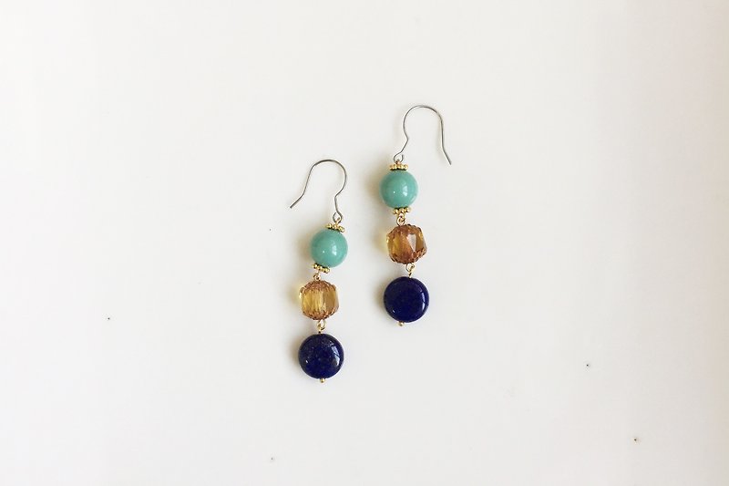 Blue Symphony Natural Stone Crystal Styling Earrings - Earrings & Clip-ons - Gemstone Blue