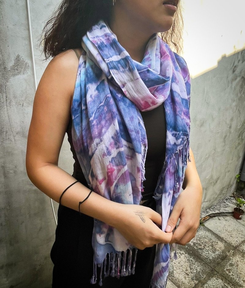 [Online] DIY ice-dyed yarn scarf | Including textured scarf and dyeing materials instructional video - Knitting / Felted Wool / Cloth - Cotton & Hemp 