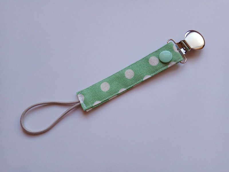 <Green> big polka dot round tinplate pacifier folder birthdays gift elastic nipple clip vanilla pacifier available - Other - Cotton & Hemp Green