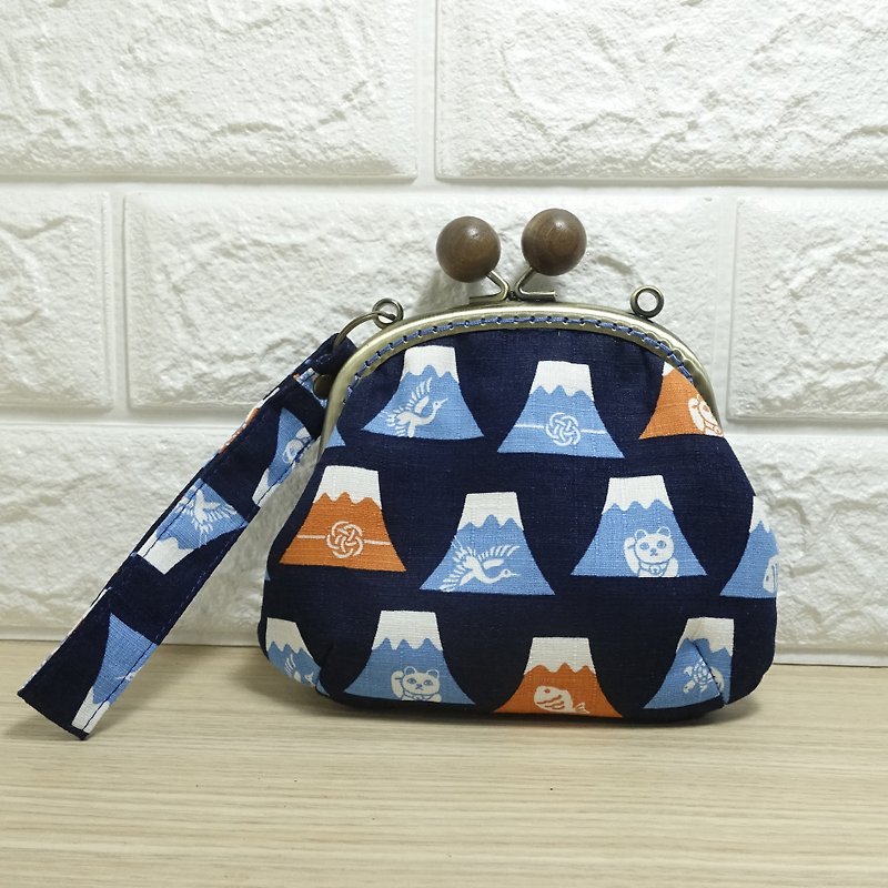 Fuji Yamaguchi gold bag*cosmetic bag*coin purse * mouthwash - กระเป๋าเครื่องสำอาง - ผ้าฝ้าย/ผ้าลินิน สีน้ำเงิน