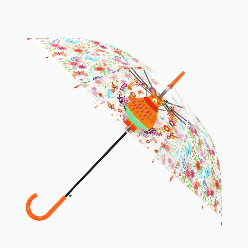 雙龍可愛動物透明傘 大傘面防風環保傘(熊) - 雨傘/雨衣 - 防水材質 橘色