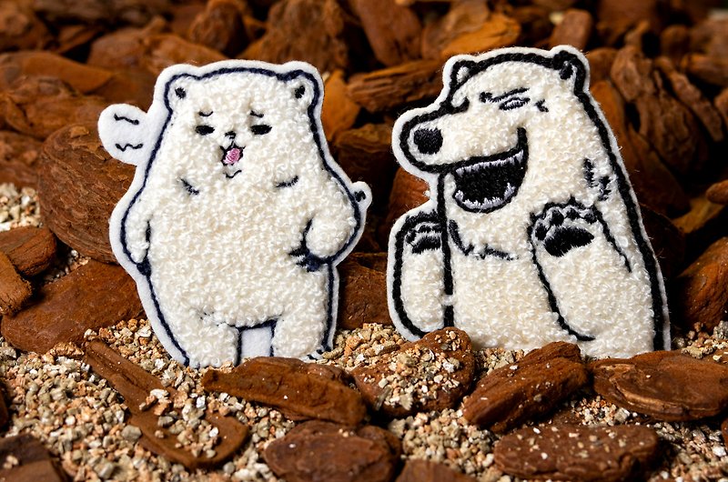 動物系列 北極熊 可愛動物 刺繡貼紙 立體 貼紙 刺繡 - 貼紙 - 繡線 白色