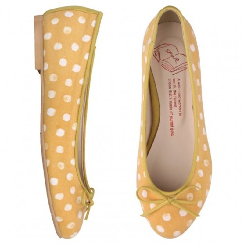 SPUR Milky dot flats 27010 MUSTARD - รองเท้าลำลองผู้หญิง - วัสดุอื่นๆ สีเหลือง