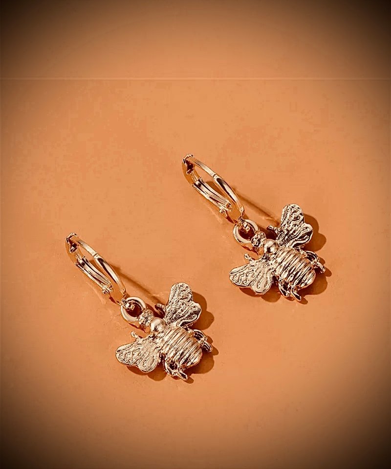 C&W s925 sterling silver 14k gold-covered earrings fun bee pendant creative design earrings ear buckle - ต่างหู - เงินแท้ สีทอง