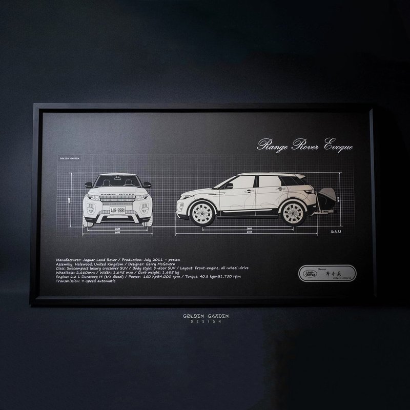 【客製】汽車掛畫-車頭+車側款 - 海報/掛畫/掛布 - 其他材質 銀色