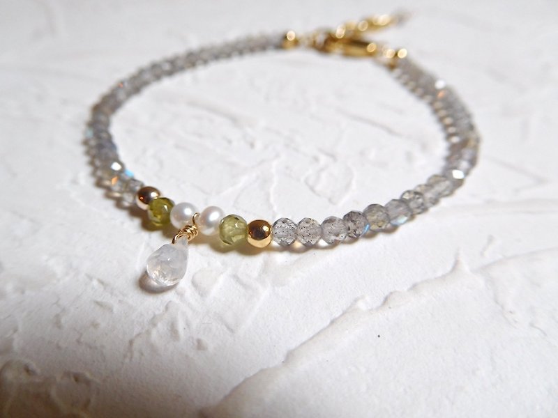 Pure water droplets labradorite moonstone bracelet - Bracelets - Gemstone Gray