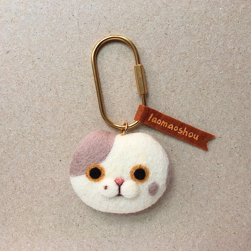 Three-eight mole cat pendant handmade wool felt keychain - พวงกุญแจ - ขนแกะ 