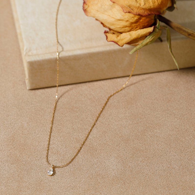 drop zirconia necklace GD ニッケルフリーネックレス キュービックジルコニア　しずく型　ドロップ　ゴールド - 鎖骨鍊 - 其他金屬 金色
