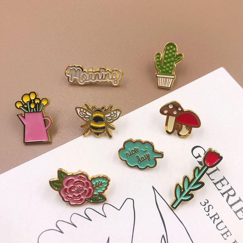 UPICK original product life original design cute brooch collar pin clothes accessories roof garden - Brooches - Copper & Brass Multicolor