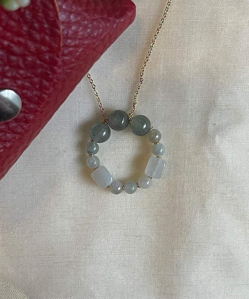 [Pray for peace II] Ball bead necklace II Burmese jade non-optimized A-grade jade necklace - Necklaces - Jade 