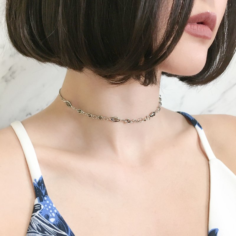 (S) BK Your eyes are black diamond choker necklace SV192SBK - Necklaces - Other Metals Black