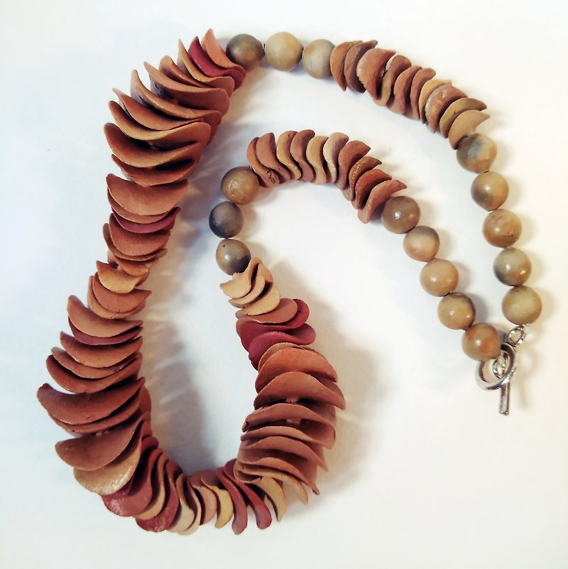 Handmade Clay Beads Necklace - Necklaces - Pottery 