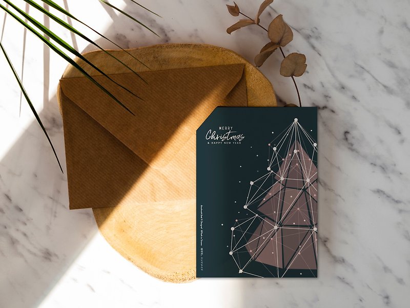 Christmas Card_Blue Line Christmas Tree【CM18023】Rococo Strawberry WELKIN Postcard - การ์ด/โปสการ์ด - กระดาษ 