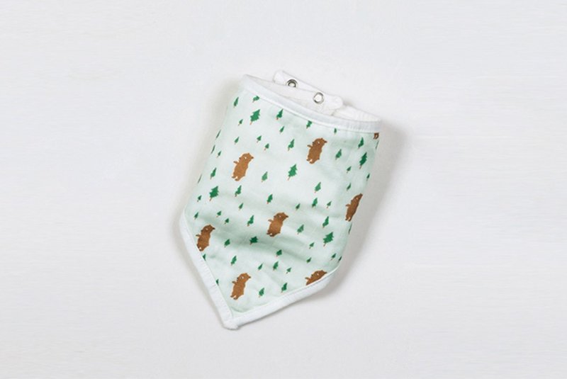 Organic B Organic Bibi Moon Gift Baby Organic Cotton Yarn Bib/Saliva Towel-Bear Forest Home - ผ้ากันเปื้อน - ผ้าฝ้าย/ผ้าลินิน 