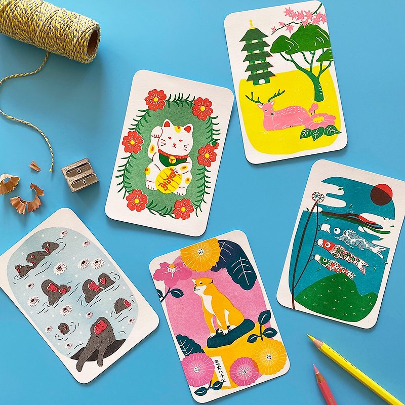 Set of 5 "Kawaii Japan" postcard - Cards & Postcards - Paper Multicolor