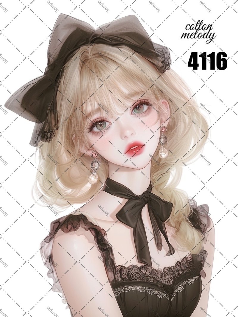 original sticker no.4116 人物ステッカー オリジナルステッカー オリジナル人物ステッカー 装飾ステッカー cotton melody - 貼紙 - 紙 