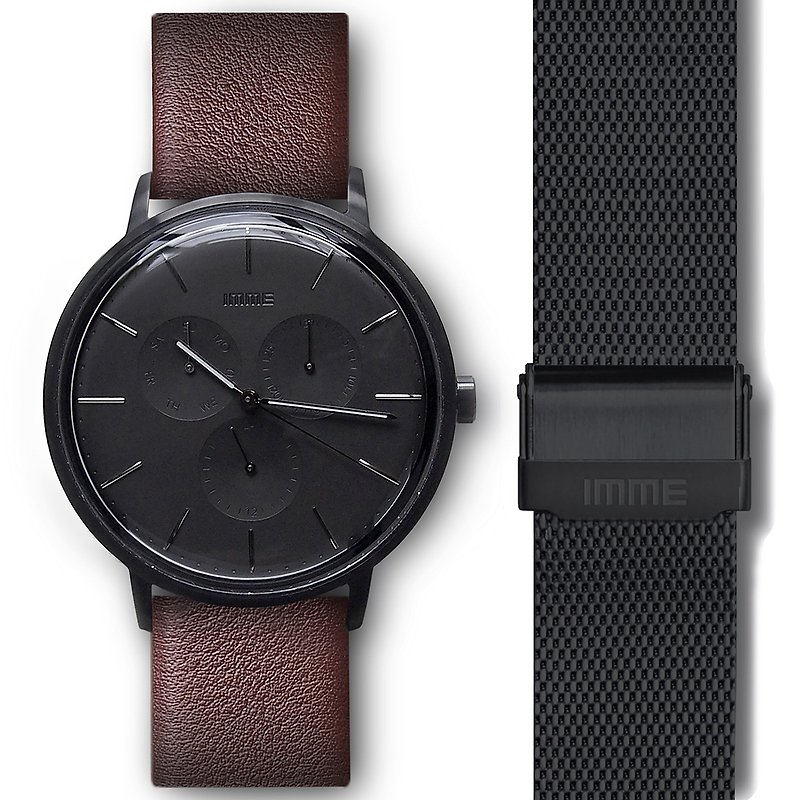 IMME 簡約設計手錶 5102 套裝 情人禮物 - 男錶/中性錶 - 其他金屬 黑色