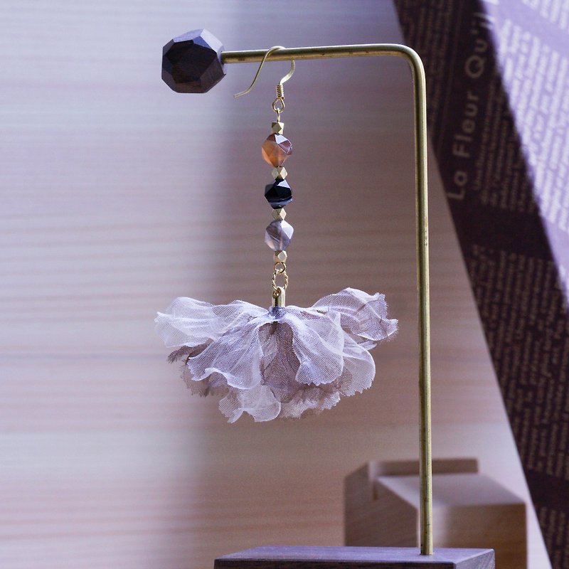 Shannon | Stunning Dangle Golden Plating Floral Earrings - Fabric flower gifts - Earrings & Clip-ons - Other Materials Brown