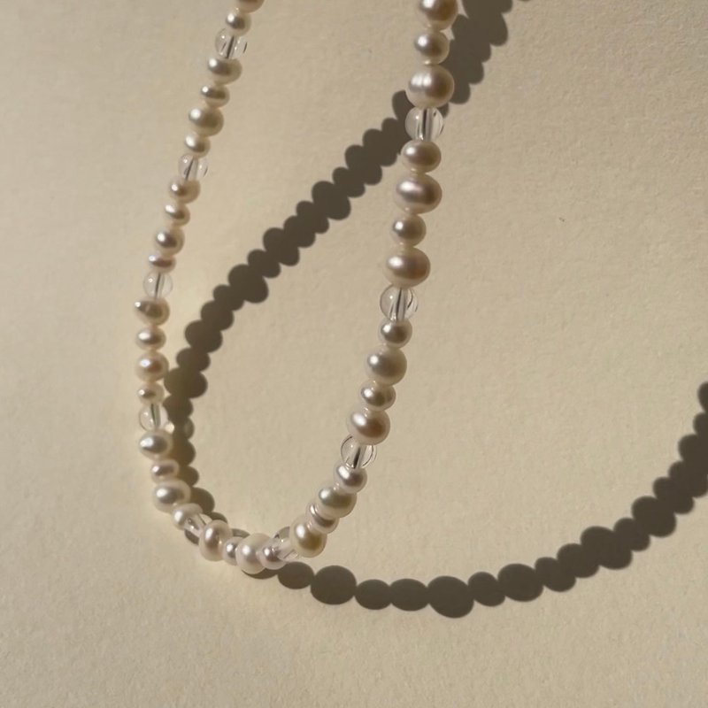 【Pearl Necklace】Pearl Crystal Necklace - Necklaces - Pearl White