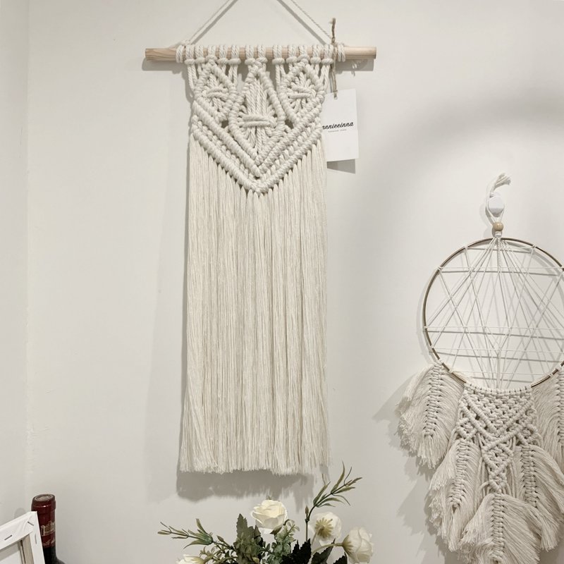 Macrame 三菱形 對稱 流蘇 編織 掛飾 - 擺飾/家飾品 - 棉．麻 白色
