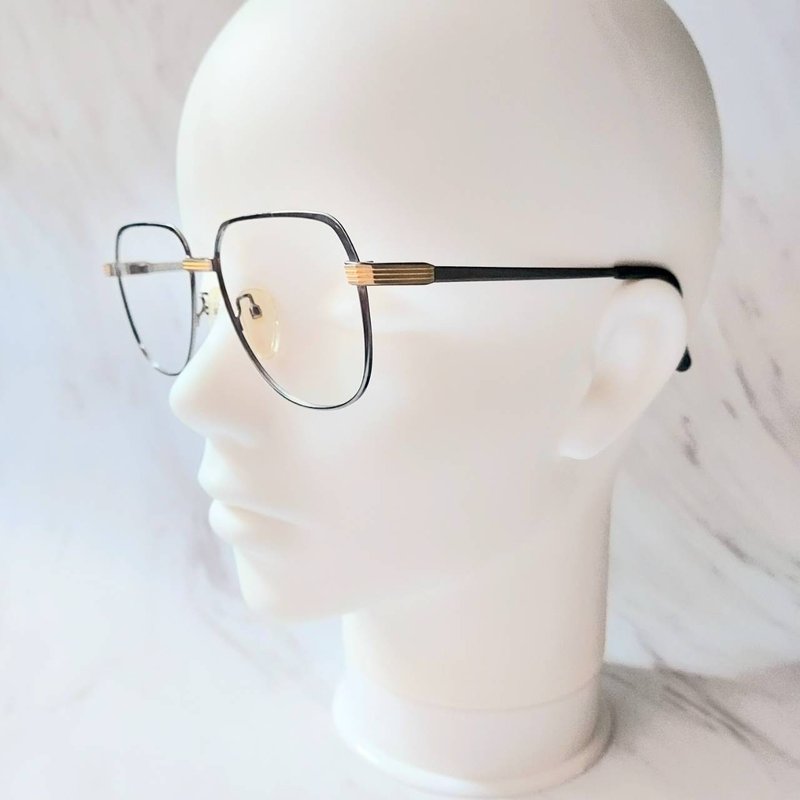 Deadstock 飛行員風格 Hoya 鈦合金 黑金雙色古董眼鏡 老品全新 - 眼鏡/鏡框 - 其他金屬 黑色