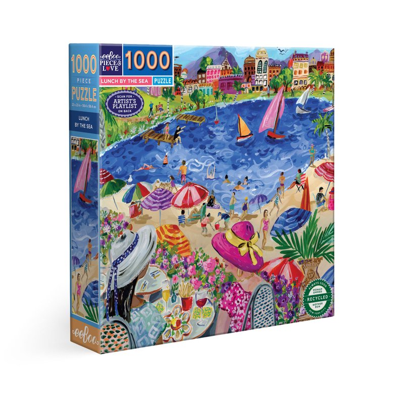 eeBoo 1000片拼圖 -  Lunch by the Sea  海邊午餐 - 拼圖 - 紙 藍色