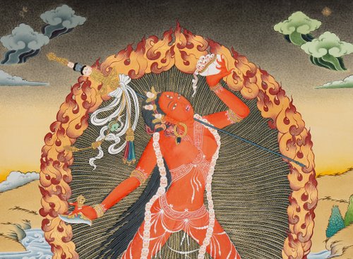 【肉筆画 手描き仏画】バジュラヨーギニー Vajrayogini ヨギニ タンカ 肉筆画 手描き仏画】バジュラヨーギニー Vajrayogini ヨギニ タンカ