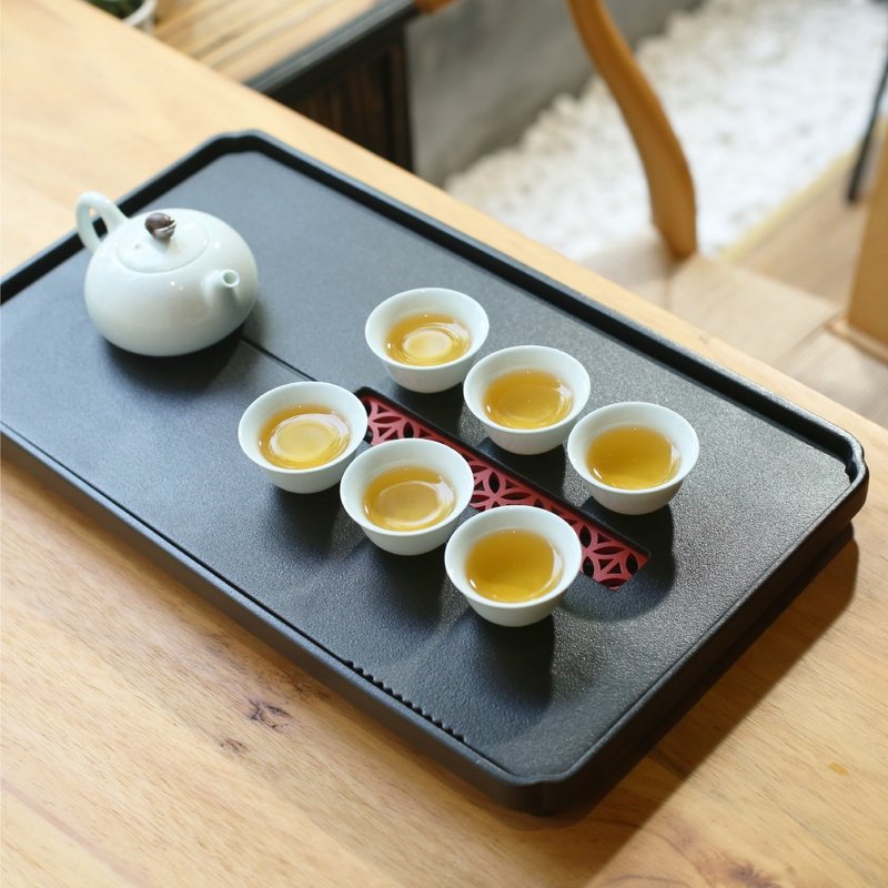 [Lu Bao LOHAS] Yongle Tongbao tea tray-square dual-purpose tea tray can store water and can be connected to an external water pipe - ถ้วย - ดินเผา สีดำ