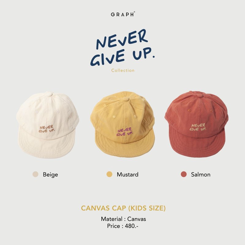 GRAPH | 兒童棒球帽 KIDS CAP NEVER GIVE UP - 帽子 - 棉．麻 多色
