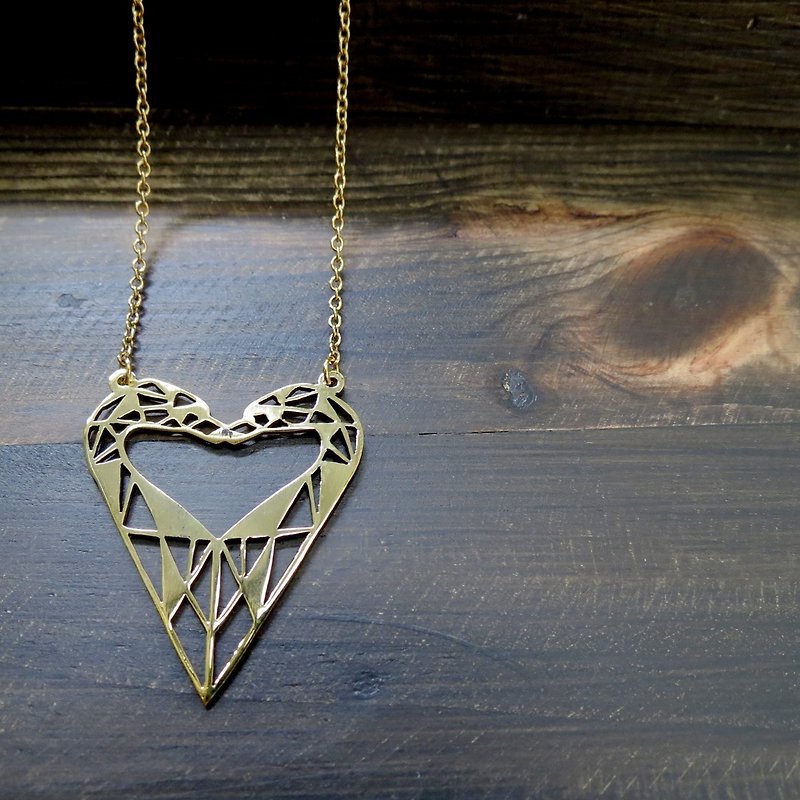 Waby Love swan geometric necklace - 項鍊 - 其他金屬 橘色