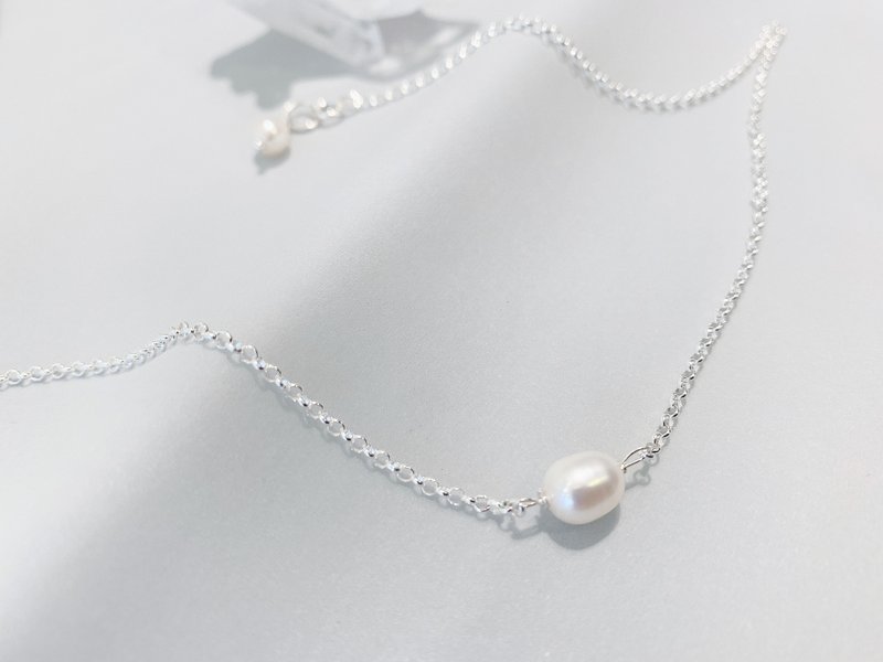 Ops Pearl handmade design elegant 925Silver necklace - สร้อยคอ - ไข่มุก ขาว