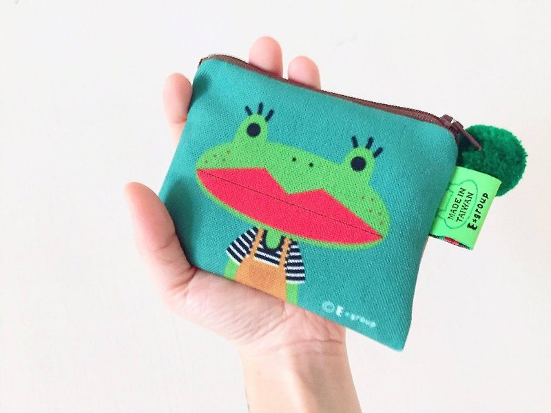 E *グループ2は、カエルの贈り物ギフトカエル偉大な申し出に小さな正方形のパッケージをデザインする550財布財布カードパックの猫を両面 - 財布 - コットン・麻 グリーン