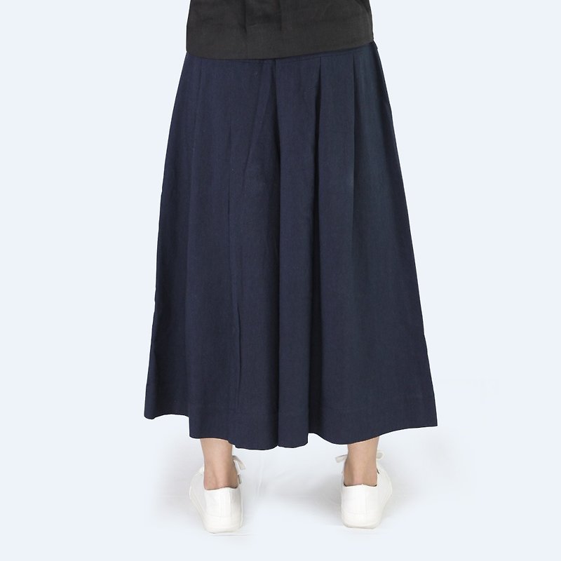 culottes  - for woman - กางเกงขายาว - ผ้าฝ้าย/ผ้าลินิน สีดำ