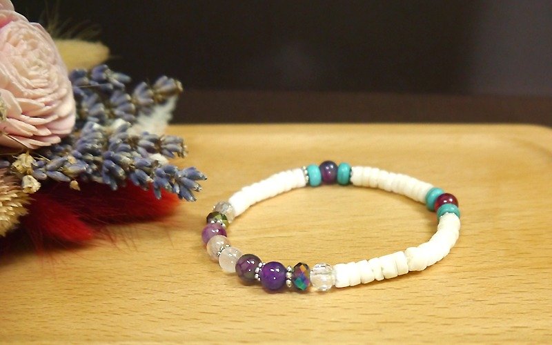 G4 Light you up natural white shell bracelet - สร้อยข้อมือ - วัสดุอื่นๆ ขาว