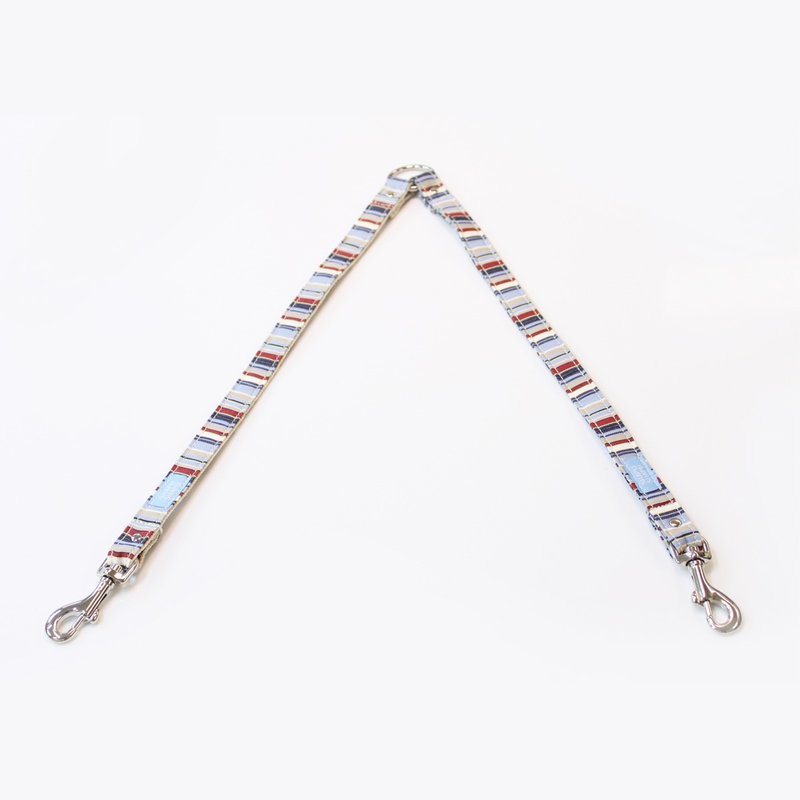 Multi-function double-headed leash - blue color strip - Collars & Leashes - Cotton & Hemp 