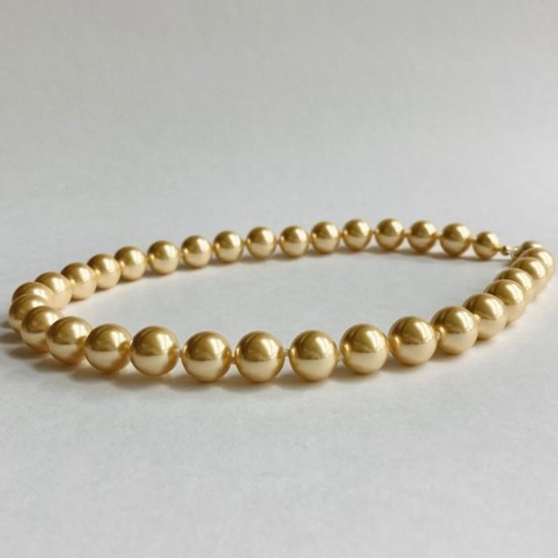 Resin pearl all knot necklace/12mm approx. 44cm/gold/made in Japan - Necklaces - Plastic Gold