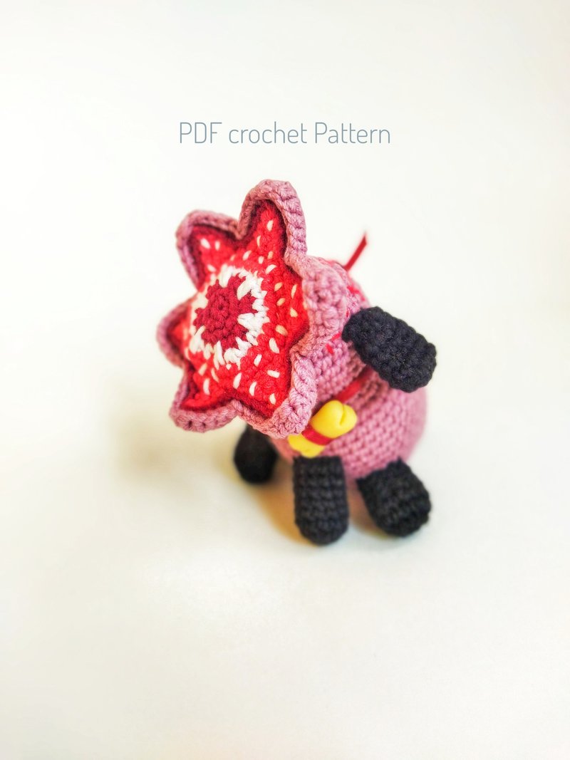 Demodog玩具/钥匙扣钩针图案. Amigurumi Demodog邪恶花狗图案pdf - 手工藝教學/工具書 - 其他材質 