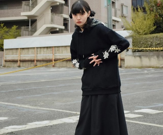 秋冬タンチョウユリの花刺繍帽子Tパーカー - ショップ XRAGE