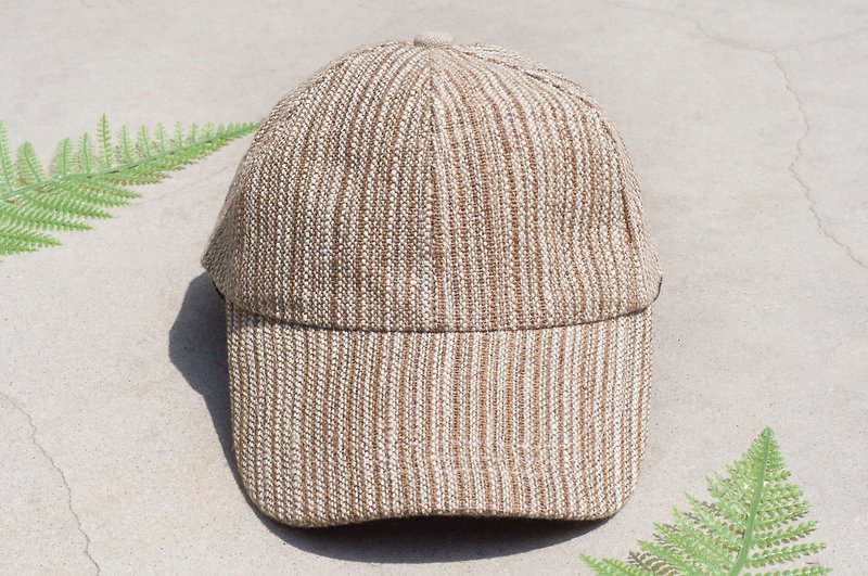 棉麻帽 鴨舌帽 編織帽 漁夫帽 遮陽帽 手工帽 運動帽-咖啡拿鐵 - 帽子 - 棉．麻 咖啡色