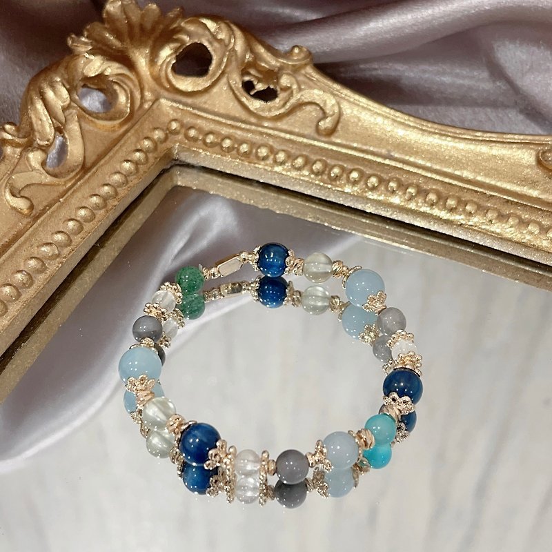 [Crystal Bracelet/Blue Boat] Kyanite Stone Aventurine Stone White Crystal - สร้อยข้อมือ - คริสตัล 