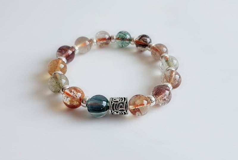 宝石類‧リング星雲天然鉱物結晶925スターリングシルバーマントラ‧ブレスレット - ブレスレット - 宝石 多色