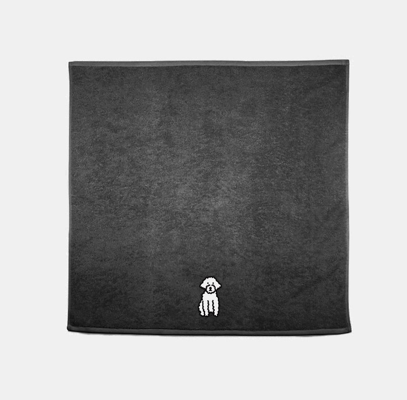 dogs embroidery bath towel - Towels - Cotton & Hemp Gray