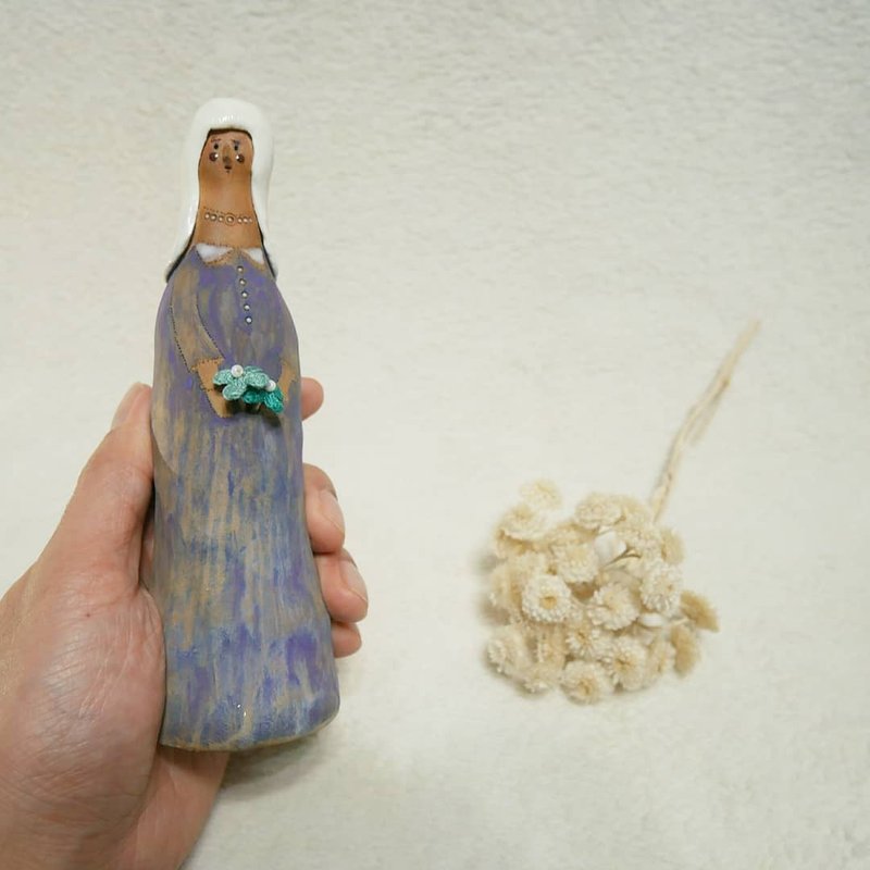 手工陶娃娃 紫色浪漫 - 花瓶/花器 - 陶 