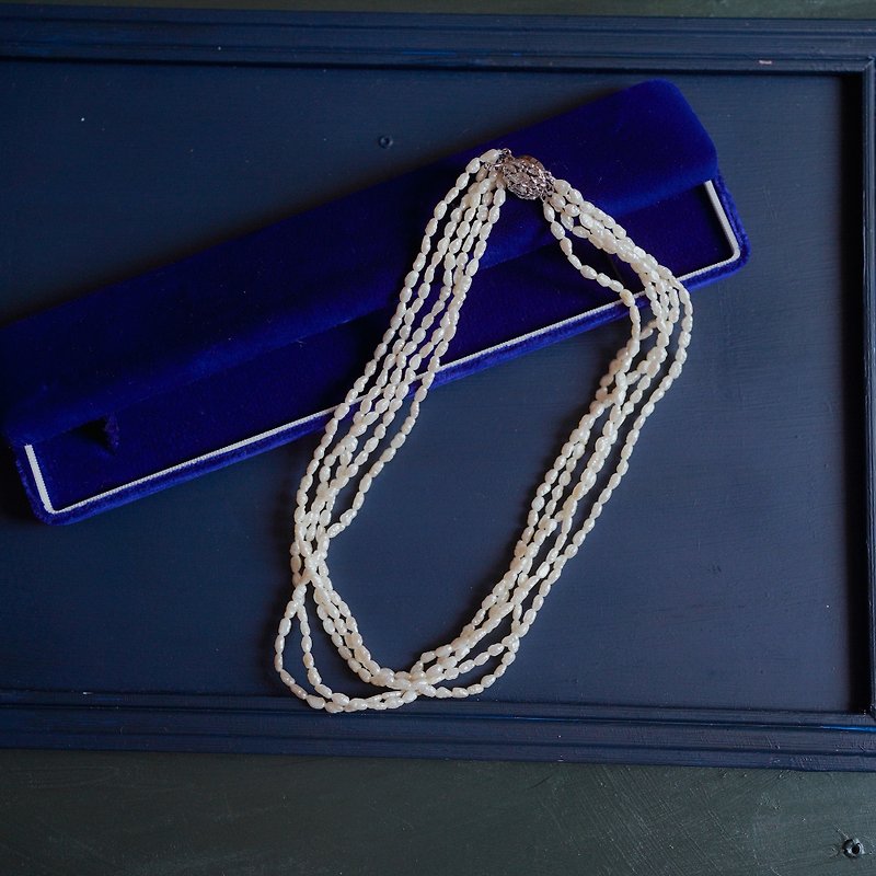 五合一附盒子天然珍珠項鍊vintage古董飾品項鍊母親節 禮物 - 項鍊 - 珍珠 白色